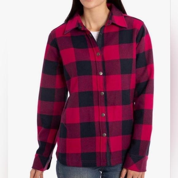 Orvis Jackets & Blazers - Orvis Fleece Lined Flannel Shirt Jacket Size L Buffalo Plaid Cotton Shacket Snap